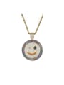 thumb Brass Cubic Zirconia Smiley Dainty Necklace 0