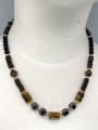 thumb Stainless steel Natural Stone Irregular Bohemia Beaded Necklace 4