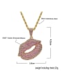 thumb Brass Cubic Zirconia Mouth Hip Hop Necklace 4
