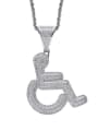 thumb Brass Cubic Zirconia Wheelchair disabled Hip Hop Necklace 1