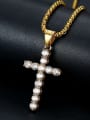 thumb Titanium Rhinestone Cross Classic Regligious Necklace For Men 1