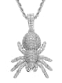 thumb Brass Cubic Zirconia Spider Hip Hop Necklace 1