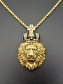 thumb Titanium Rhinestone Lion Crown Hip Hop Necklace For Men 3