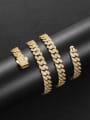 thumb Brass Cubic Zirconia Hip Hop Geometric  Bracelet and Necklace Set 0