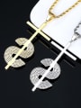 thumb Brass Cubic Zirconia  Hip Hop Fashion Musical Letter Pendant  Necklace 2