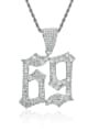 thumb Brass Cubic Zirconia Number Hip Hop Necklace 2