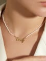 thumb Titanium Steel Freshwater Pearl Letter Minimalist Necklace 1