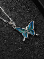 thumb Titanium Steel Enamel Butterfly Minimalist Necklace 2