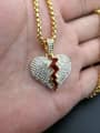thumb Titanium Rhinestone Heart Hip Hop Necklace For Men 1