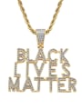 thumb Brass Cubic Zirconia Letter Hip Hop Necklace 1