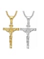 thumb Titanium Rhinestone Cross Hip Hop  Necklace For Men 0