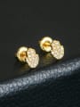 thumb 925 Sterling Silver Cubic Zirconia Hand Of Gold Dainty Stud Earring 2