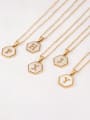 thumb Stainless steel  English Letter Minimalist Shell Hexagon Pendant Necklace 0