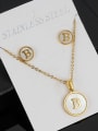 thumb Stainless steel Minimalist Shell  Letter Earring and Necklace Set 4