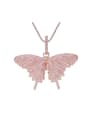 thumb Brass Cubic Zirconia Butterfly Hip Hop Necklace 0