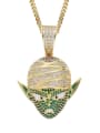 thumb Brass Cubic Zirconia Green Anime characters Hip Hop Necklace 0
