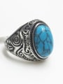 thumb Stainless steel Turquoise Oval Vintage Solitaire Ring 2