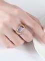 thumb Stainless steel Glass Stone Geometric Trend Band Ring 1