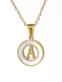 thumb Stainless steel Shell Letter Minimalist Round Pendant Necklace 1