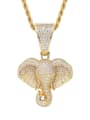 thumb Brass Cubic Zirconia Elephant Hip Hop Necklace 0