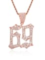 thumb Brass Cubic Zirconia Number Hip Hop Necklace 1
