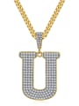 thumb Brass Cubic Zirconia Letter Hip Hop Initials Necklace 2