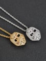 thumb Brass Cubic Zirconia Mask Hip Hop Necklace 1