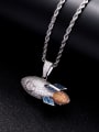 thumb 925 Sterling Silver Cubic Zirconia Rocket Hip Hop Necklace 1