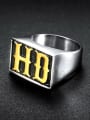 thumb Stainless steel Letter  Rectangle Vintage Band Ring 2