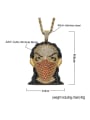 thumb Brass Cubic Zirconia Masked girl person avatar Hip Hop Necklace 2
