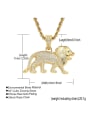 thumb Brass Cubic Zirconia Lion Hip Hop Necklace 4