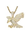 thumb Brass Cubic Zirconia Eagle Hip Hop Necklace 0