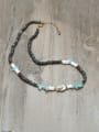 thumb Stainless steel Natural Stone Irregular Bohemia Beaded Necklace 0