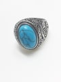 thumb Stainless steel Turquoise Oval Vintage Solitaire Ring 0