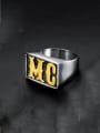 thumb Stainless steel Letter  Rectangle Vintage Band Ring 0