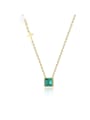 thumb Stainless steel Cubic Zirconia Green Geometric Dainty Necklace 0