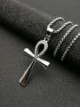 thumb Titanium Rhinestone Cross Minimalist Regligious Necklace For Men 1