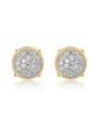 thumb 925 Sterling Silver Cubic Zirconia Round Hip Hop Stud Earring 0