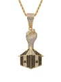 thumb Brass Cubic Zirconia Fist House Hip Hop Necklace 1