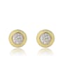 thumb 925 Sterling Silver Cubic Zirconia Round Dainty Stud Earring 0