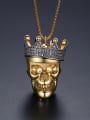 thumb Brass Cubic Zirconia Skull Hip Hop Necklace 2
