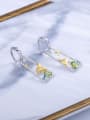 thumb 925 Sterling Silver Natural Stone Geometric Dainty Huggie Earring 3