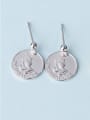 thumb 925 Sterling Silver Round Prayer Hand  Vintage Drop Earring 0
