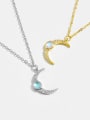 thumb 925 Sterling Silver Cubic Zirconia Moon Dainty Link Necklace 3