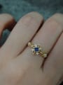 thumb 925 Sterling Silver Cubic Zirconia Blue Flower Vintage Band Ring 1