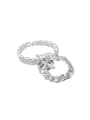 thumb 925 Sterling Silver Cubic Zirconia Square Vintage Chain Stackable Ring 3