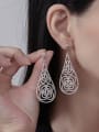 thumb 925 Sterling Silver Cubic Zirconia Flower Statement Cluster Earring 1