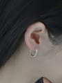 thumb 925 Sterling Silver Geometric Minimalist Line C Shape Stud Earring 1