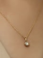 thumb 925 Sterling Silver Imitation Pearl Geometric Dainty Necklace 1