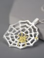 thumb 925 Sterling Silver Personalized design national style crawling spider and web Artisan Pendant 1